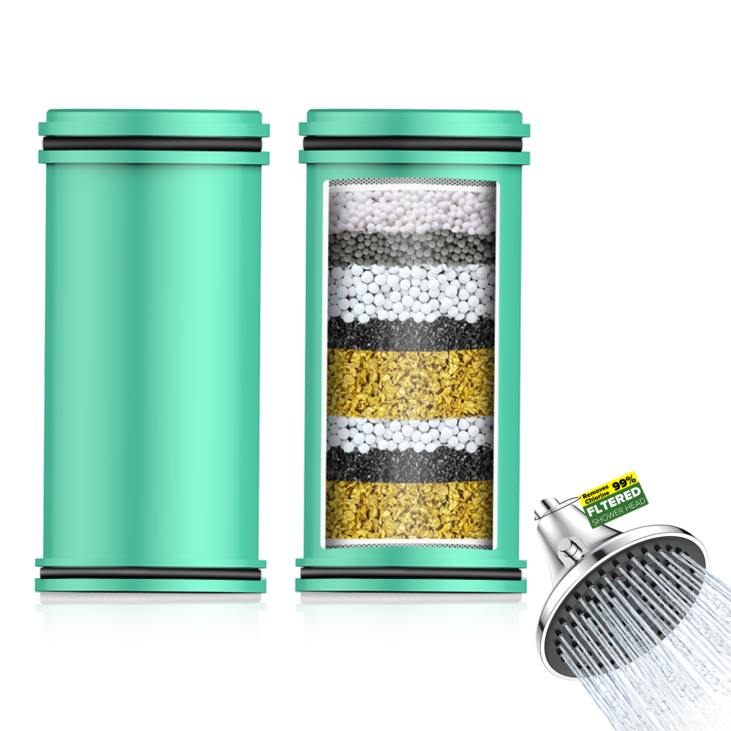Shower Filter Replacement Cartridge for Filtered Shower Head - 2 Pack Multi Stage Water Softener Filters for Hard Water - Remove Chlorine and Harmful Substances