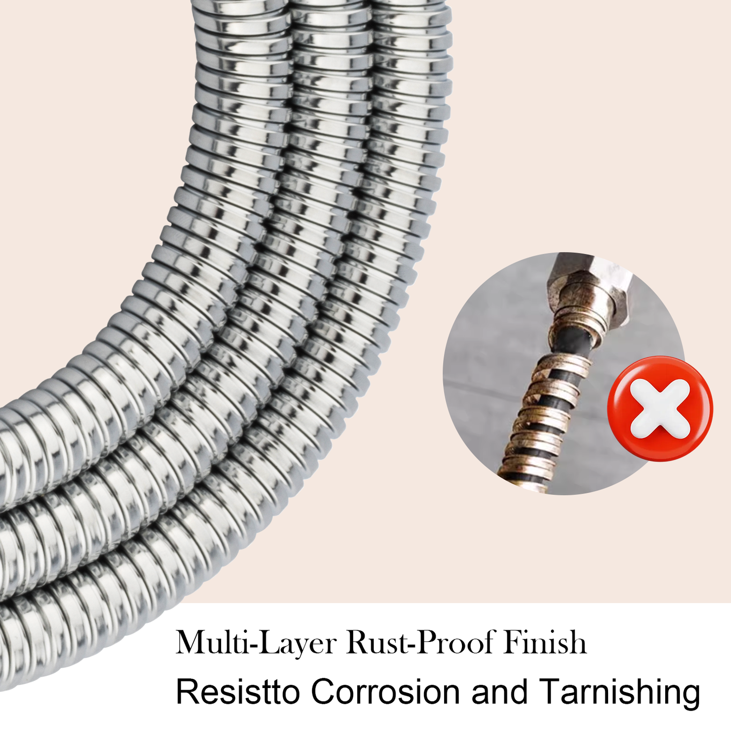Shower Hose 59 inches Shower Hose Replacement Stainless Steel Hand Held Shower Hose for Shower Head