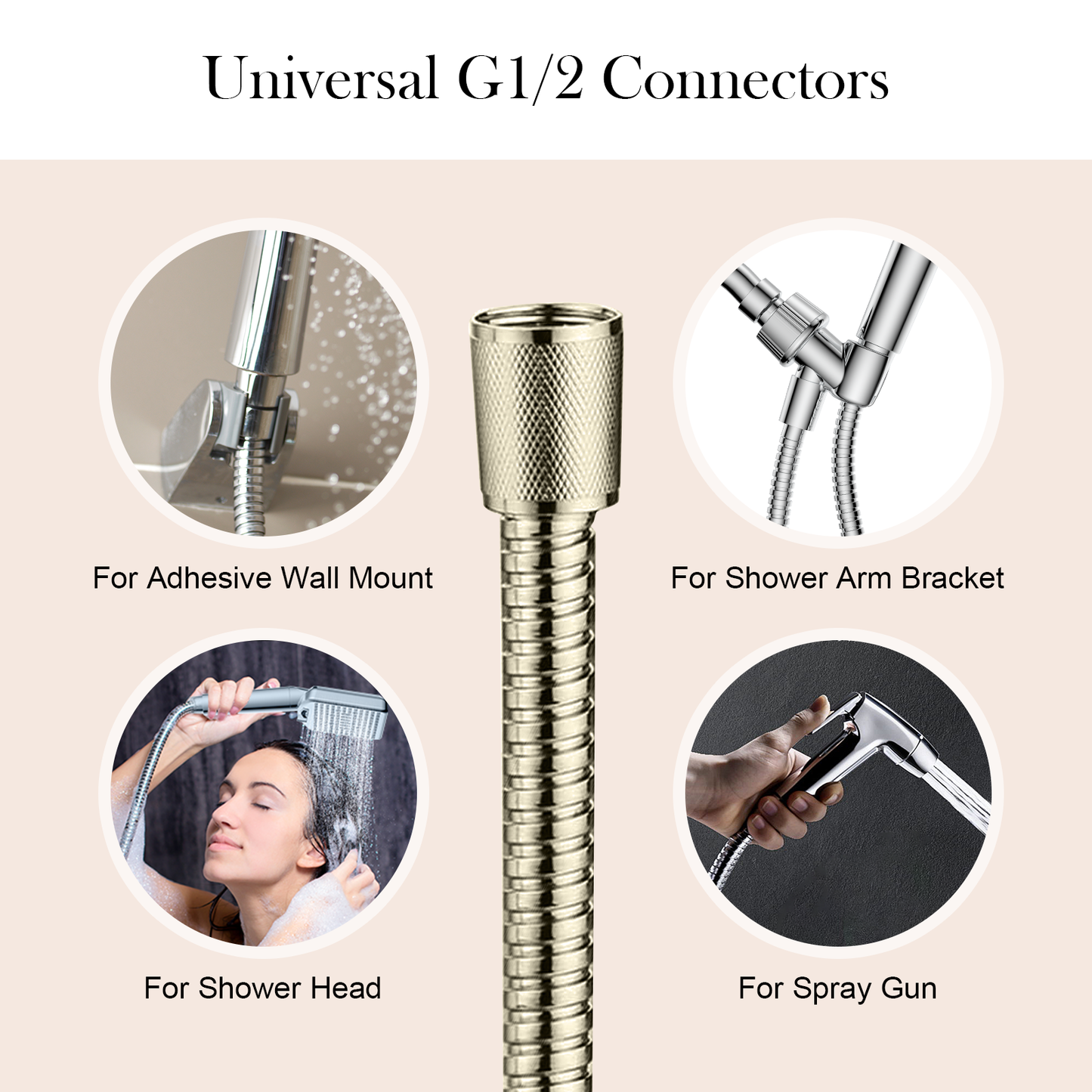 Shower Hose 59 inches Shower Hose Replacement Stainless Steel Hand Held Shower Hose for Shower Head