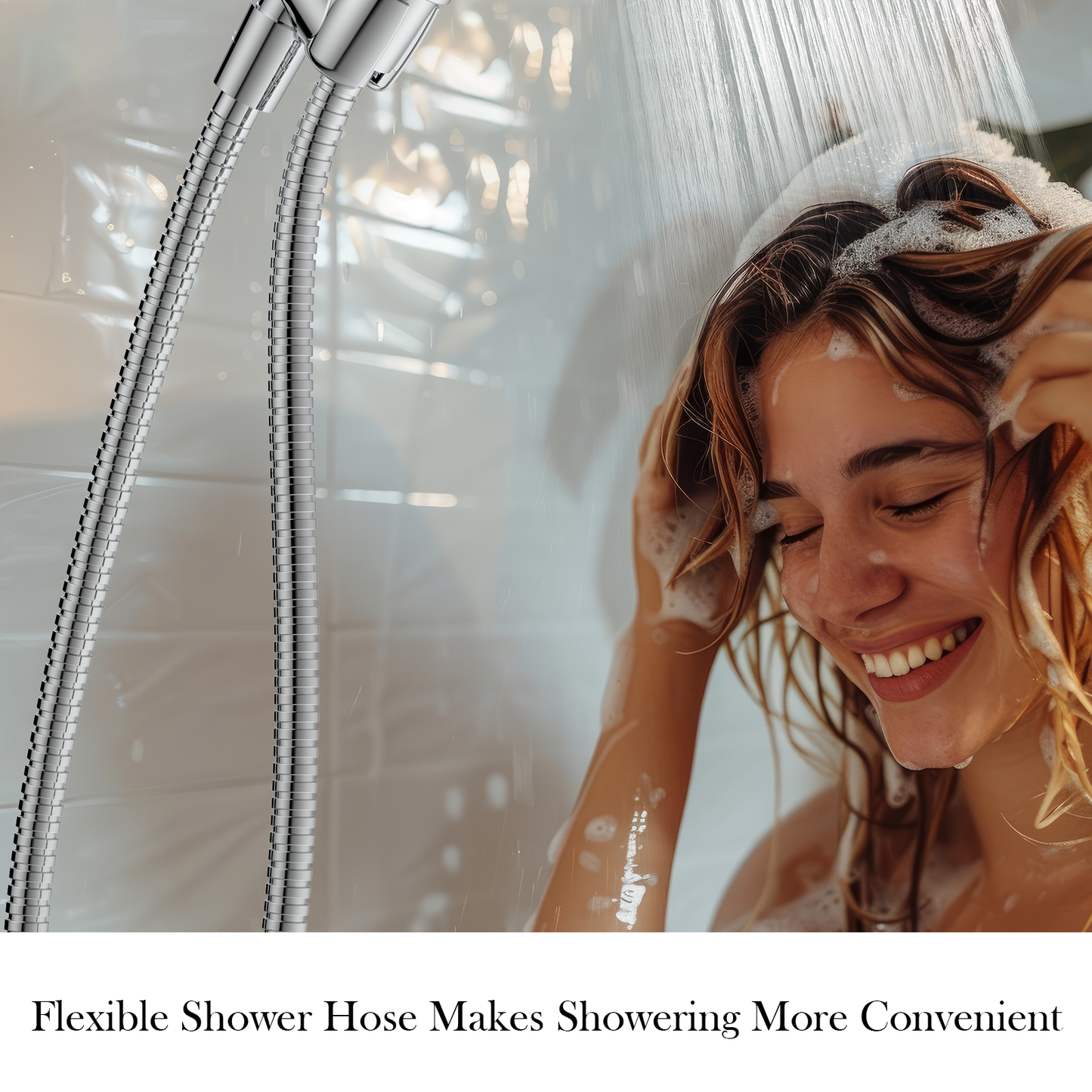 Shower Hose 59 inches Shower Hose Replacement Stainless Steel Hand Held Shower Hose for Shower Head
