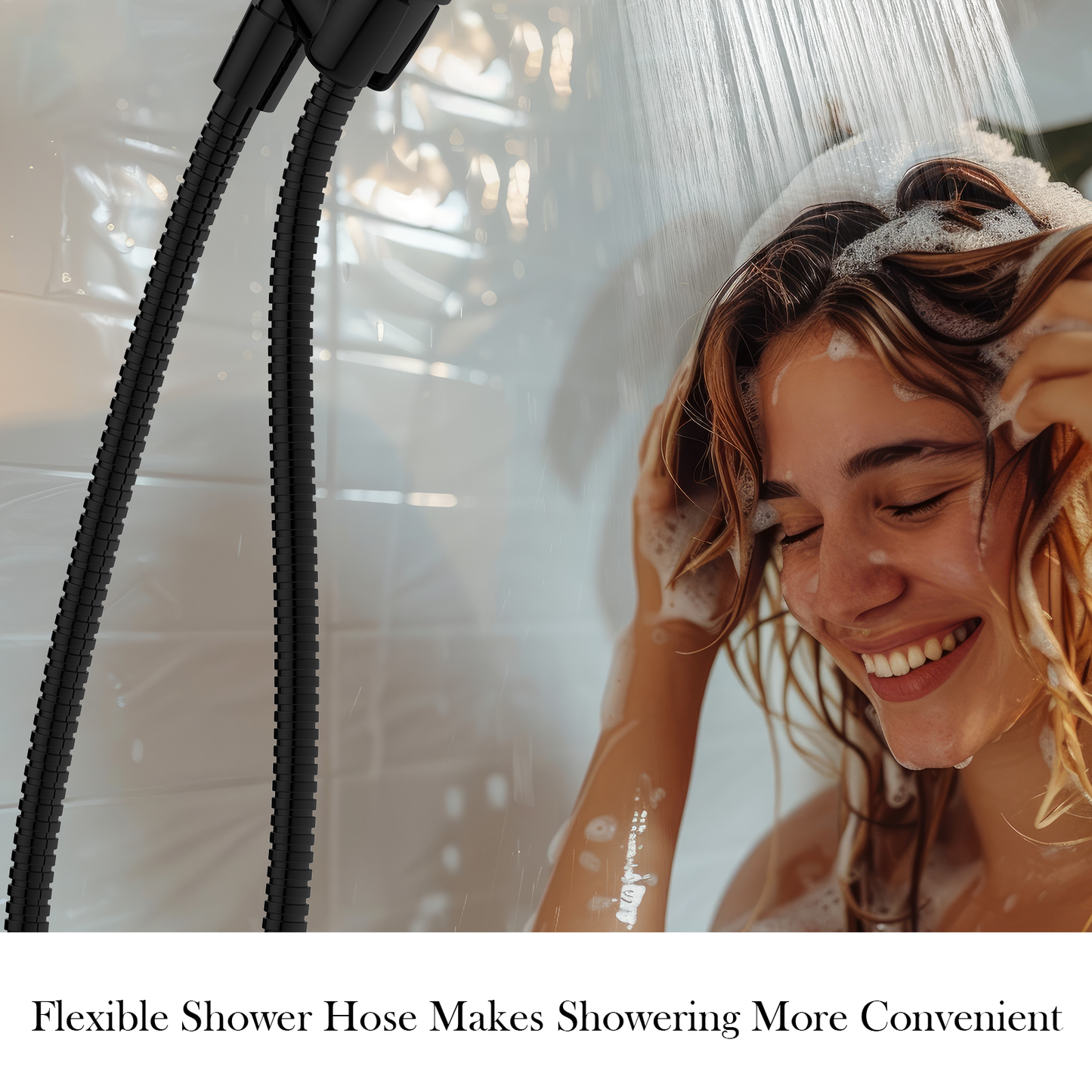 Shower Hose 59 inches Shower Hose Replacement Stainless Steel Hand Held Shower Hose for Shower Head