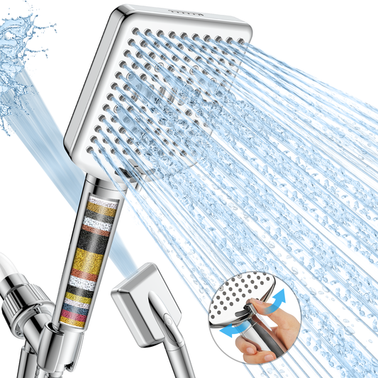 Filtered Shower Head with Handheld - High Pressure 6 Modes, 120 Anti-clog Nozzles, Detachable Showerhead with Hard Water Filters, Extra Long 6ft Hose, Power Wash Mode to Clean Bathroom, Pets